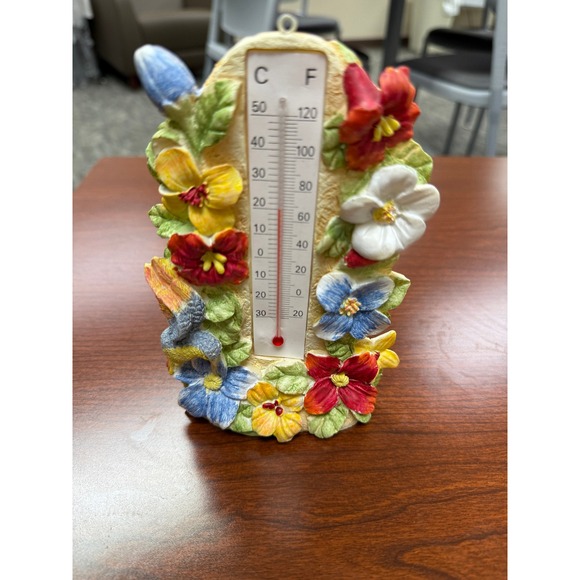 Deynes Company Other - Handcrafted Hummingbird Floral Thermometer Decorative Weather Station